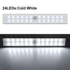 FDFUIDG 24 40 60 LED Closet Light USB Rechargeable Under Cabinet Lightening Stick-on Motion Sensor Wardrobe Light with Magnetic Strip