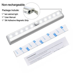 FDFUIDG Under Cabinet Light USB Rechargeable Motion Sensor Closet Lights Wireless Magnetic Stick-on Cordless 10 LED Night Light Bar