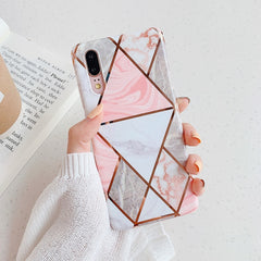 FDFUIDG Plating Geometric Marble Phone Case For Huawei P40 Pro P30 P20 Lite Pro Mate 30 20 Lite Glossy Soft IMD Phone Back Cover