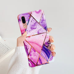 FDFUIDG Plating Geometric Marble Phone Case For Huawei P40 Pro P30 P20 Lite Pro Mate 30 20 Lite Glossy Soft IMD Phone Back Cover