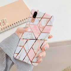 FDFUIDG Plating Geometric Marble Phone Case For Huawei P40 Pro P30 P20 Lite Pro Mate 30 20 Lite Glossy Soft IMD Phone Back Cover