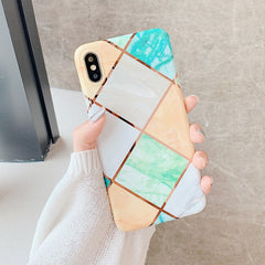 FDFUIDG Plating Geometric Marble Phone Case For Huawei P40 Pro P30 P20 Lite Pro Mate 30 20 Lite Glossy Soft IMD Phone Back Cover