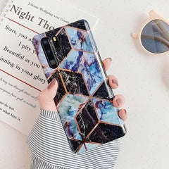 FDFUIDG Plating Geometric Marble Phone Case For Huawei P40 Pro P30 P20 Lite Pro Mate 30 20 Lite Glossy Soft IMD Phone Back Cover