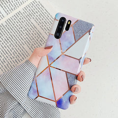 FDFUIDG Plating Geometric Marble Phone Case For Huawei P40 Pro P30 P20 Lite Pro Mate 30 20 Lite Glossy Soft IMD Phone Back Cover