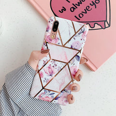 FDFUIDG Plating Geometric Marble Phone Case For Huawei P40 Pro P30 P20 Lite Pro Mate 30 20 Lite Glossy Soft IMD Phone Back Cover