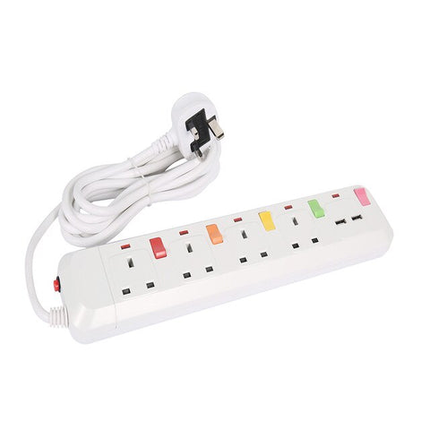 FDFUIDG Power Strip Surge Protector 3/5 AC Universal Outlets UK Plug Sockets Individual Switch with 3m/9.8ft/5m Extention Cord
