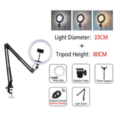 FDFUIDG Dimmable LED Ring Light with Tripod USB Ring Lamp Photography Selfie Light Ring Tripod with Lamp Ringlight Ring Light Tripod