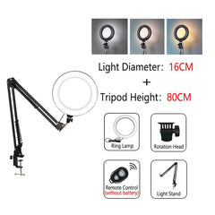 FDFUIDG Dimmable LED Ring Light with Tripod USB Ring Lamp Photography Selfie Light Ring Tripod with Lamp Ringlight Ring Light Tripod