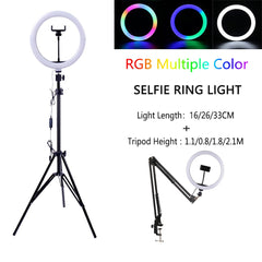 FDFUIDG Dimmable LED Ring Light with Tripod USB Ring Lamp Photography Selfie Light Ring Tripod with Lamp Ringlight Ring Light Tripod