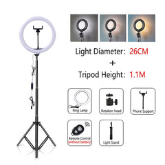 FDFUIDG Dimmable LED Ring Light with Tripod USB Ring Lamp Photography Selfie Light Ring Tripod with Lamp Ringlight Ring Light Tripod