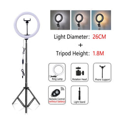 FDFUIDG Dimmable LED Ring Light with Tripod USB Ring Lamp Photography Selfie Light Ring Tripod with Lamp Ringlight Ring Light Tripod