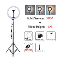 FDFUIDG Dimmable LED Ring Light with Tripod USB Ring Lamp Photography Selfie Light Ring Tripod with Lamp Ringlight Ring Light Tripod