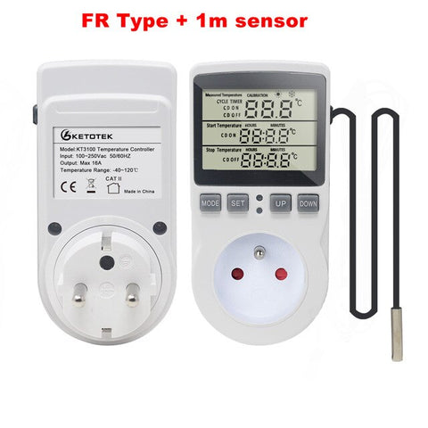 FDFUIDG KT3100 Multi-Function Thermostat Temperature Controller Socket Outlet With Timer Switch 16A 220V Heating Cooling Timing Mode