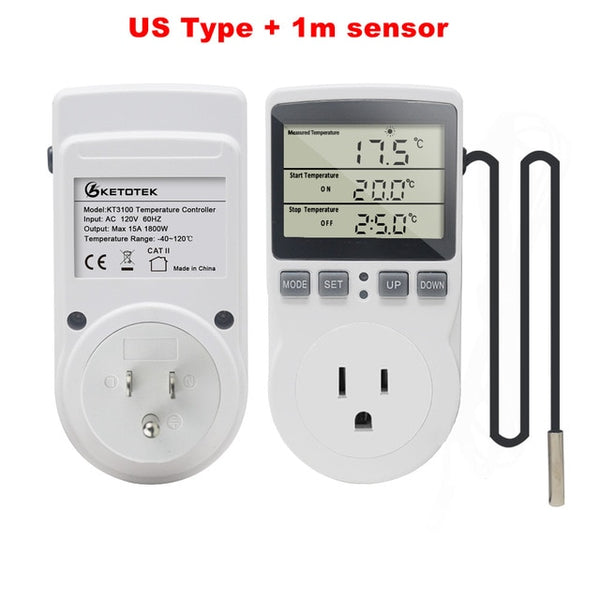 FDFUIDG KT3100 Multi-Function Thermostat Temperature Controller Socket Outlet With Timer Switch 16A 220V Heating Cooling Timing Mode