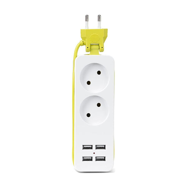 FDFUIDG Compact Size Travel Travel Power Strip Portable Extension Socket Outlet with 4 USB Wall Charger Smart Desktop Socket