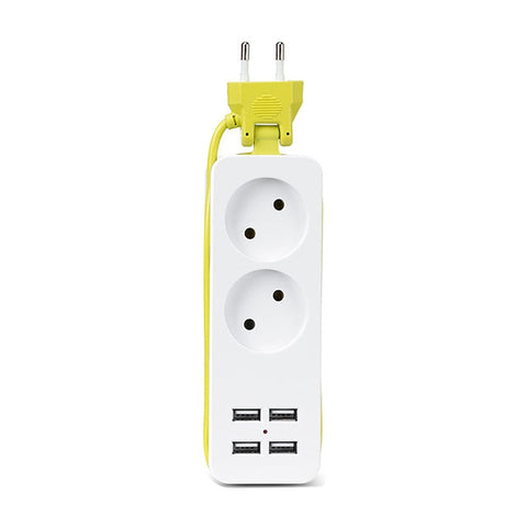 FDFUIDG Compact Size Travel Travel Power Strip Portable Extension Socket Outlet with 4 USB Wall Charger Smart Desktop Socket